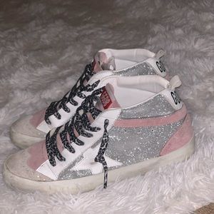 pink and silver golden gooses